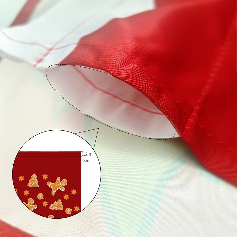 SUNWISHA Christmas Curtain Valances Set 52x18'' - Lively Gingerbread Men/Trees/Stars - Holiday Inspired Character Decor - Rod Pocket Kitchen/Bathroom/Laundry Winter Valances Red - Image 4